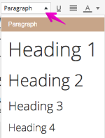 WordPress headings format